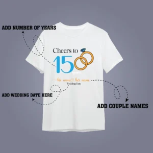 Description for flat lay mockup of Cheers to 15 years Add His Name Her Name Wedding Date