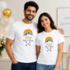 Personalized Adventure Together couple t-shirts with custom names and date on white cotton matching tees