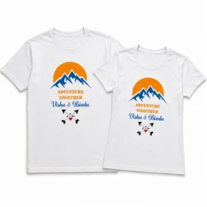Alternative view of Personalized Adventure Together Couple T-Shirts with Names & Date – Anniversary Gift
