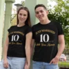 Customized 10th Wedding Anniversary T-Shirts with His and Her Names in Elegant Print