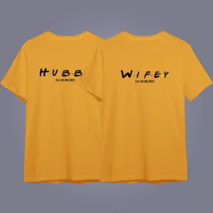 Couple t-shirts mockup side by side Marital Milestone Tees for Couples