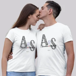 Couple wearing Love Couple Tshirt – Romantic Matching Tees for Couples