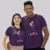 Couple wearing a Unique Wedding Caricature T-Shirt with Personalized Cartoon Faces