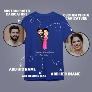 Describing Cute Couple Caricature T-Shirt for Valentine’s Day – Add Names & Date