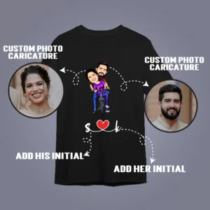 Description of Unique Wedding Caricature T-Shirt with Personalized Cartoon Faces