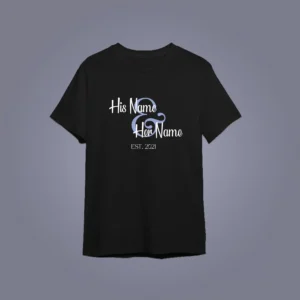 Flat lay mockup of Custom Couple T-Shirt Print Personalized Matching Tees