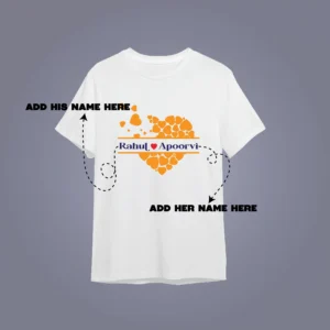 Personalized couple t-shirts featuring custom names in stylish designs - features mockup