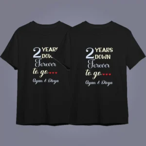 Mockup of Matching Anniversary T-Shirts Coordinating Couple Outfits for Special Occasions