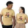 couple showcasing Personalized Caricature Couple T-Shirt with Custom Names & Date