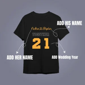 describing the Custom Couple T-Shirt PrintPersonalized Design for HimHer