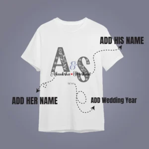Alternative view of Customized Matching Couple T-Shirts with Initials – Romantic Love Couple Tees with Name Personalization for Anniversary, Valentine Gift