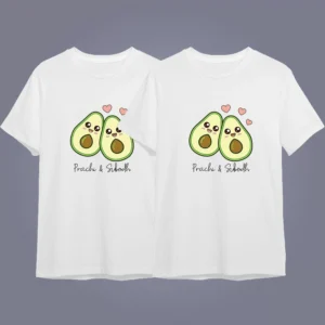 Alternative view of Personalized Avocado Couple T-Shirts with Names – Cute Matching Couple Tees for Boyfriend Girlfriend Anniversary Gift
