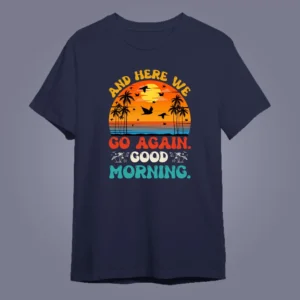 Flaty lay mockup of Vacation Matching T-Shirts – Unique Custom Designs on navy blue color T-shirt