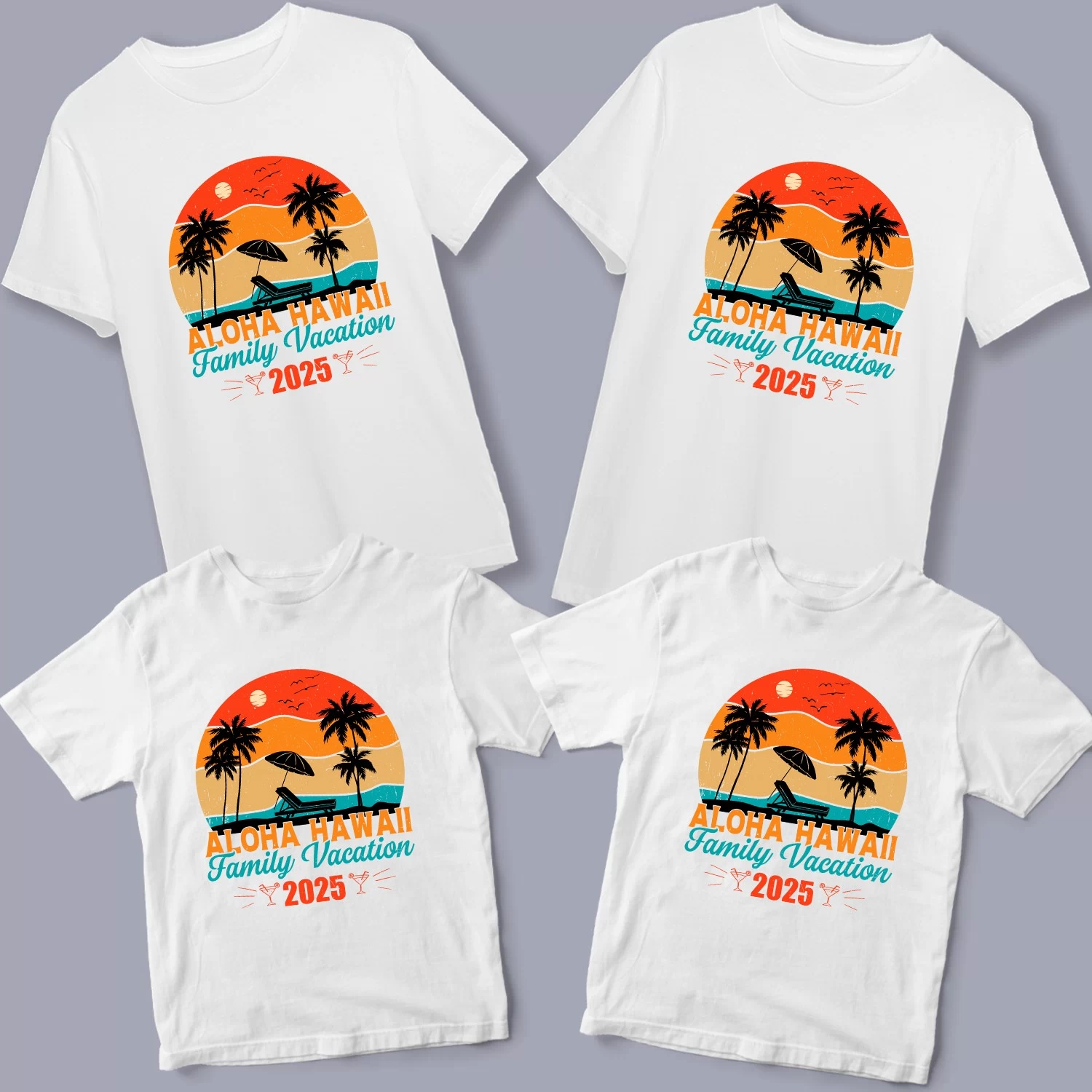 Custom Family Vacation T-Shirts Hawaii Theme โ Personalized Matching Family Holiday Shirts with Name & Year Beach Trip Outfit