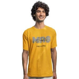 Custom name and date round neck couple tee in cotton