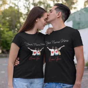 personalized couple t shirts with custom names matching black t shirt set romantic couple gift india