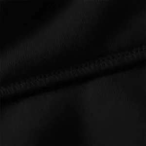 Close-up view of premium black hoodie fabric and stitching used for personalized couple hoodies