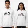 matching couple hoodies mr mrs mickey in white with cute printed design