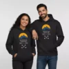 Personalized front name printed couple hoodies with adventure together mountain design – custom matching hoodie pair for couples