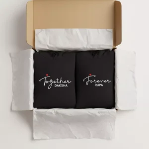 Personalized His and Her Name Hoodies packed in a gift box - Together and Forever couple hoodie set