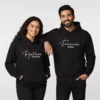 Personalized His & Her Name Hoodies - Custom Couple Hoodie Set in Black