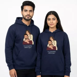 Personalized Anniversary Couple Hoodies Vector Artwork in navy blue with custom artwork
