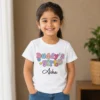 Personalised Aisha girls white T-shirt with colourful Daddy's Girl design and custom name