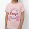 Light pink personalized cotton kids T shirt with custom name print and birthday crown design