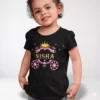 Black cotton personalized princess name T shirt with carriage crown design for birthday gift