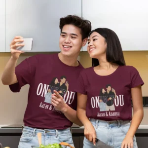 Personalized Couple T-Shirts with Photo Illustration