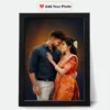 Personalized couple digital oil painting portrait frame created from photo – romantic wedding anniversary gift for husband wife add your own photo