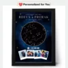 Personalized couple star map frame with custom names date photos and Spotify code anniversary gift for husband and wife - personalized just for you