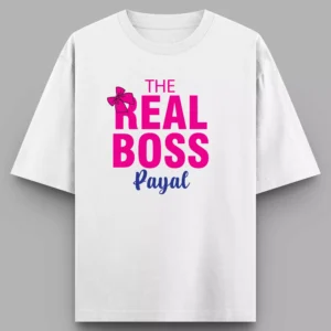 Alternative view of Personalized Boss Couple Oversized T-Shirts with Name | Funny Matching Tees for Husband Wife