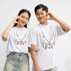 personalized pinky promise couple oversized t shirts with custom names matching boyfriend girlfriend tees