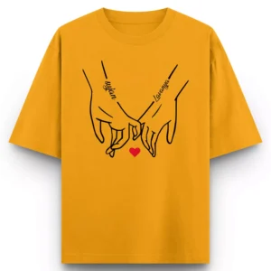 Alternative view of Personalized Oversized Couple T-Shirts “Pinky Promise” | Custom Name Matching Tees for Boyfriend Girlfriend