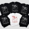 Custom team bride hen party T shirts with personalized bride name and matching bride squad bachelorette shirts for bridal celebration