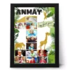 Personalized baby 12 month photo frame collage with name custom print for first birthday gift in black frame