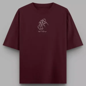 Alternative view of Personalized Oversized Couple T-Shirts with Name | Minimalist Line Art Matching Tees for Boyfriend Girlfriend