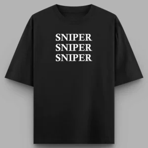 Alternative view of Oversized Couple T-Shirts “Wifey Sniper” Print | Matching Tees for Boyfriend Girlfriend