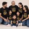 Personalised black family birthday T-shirts for birthday girl, mom, dad, sister, brother, godfather and godmother.