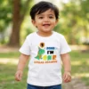 Personalised first birthday white T-shirt for kids with dinosaur Roar I’m One design and custom name Ishaan