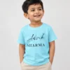 Personalised sky blue boys T-shirt printed with Advik Sharma name