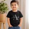 Personalised black boys T-shirt with Aayush name and large A initial design