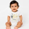 Personalised white My 1st Eid baby romper with Taufeeq name and gold Islamic lantern design