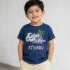 Personalised navy blue boys T-shirt with Cutest Dino Atharv dinosaur design