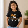 Personalised Samaira girls black T-shirt with large S initial and bow design
