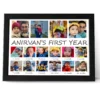 Personalized 12 month baby first year photo collage frame with custom name and monthly milestone pictures for 1st birthday gift