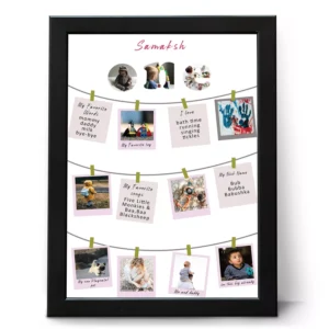 Personalized 12 months baby photo frame collage with custom name and milestone pictures for first birthday gift in India