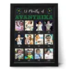 Personalized 12 months baby photo frame with name showing first year milestone pictures from 1st to 12th month for birthday gift