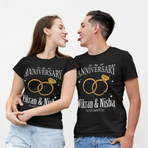 Personalized 1 year married couple T-shirts matching husband wife first anniversary shirts custom anniversary gift for couples